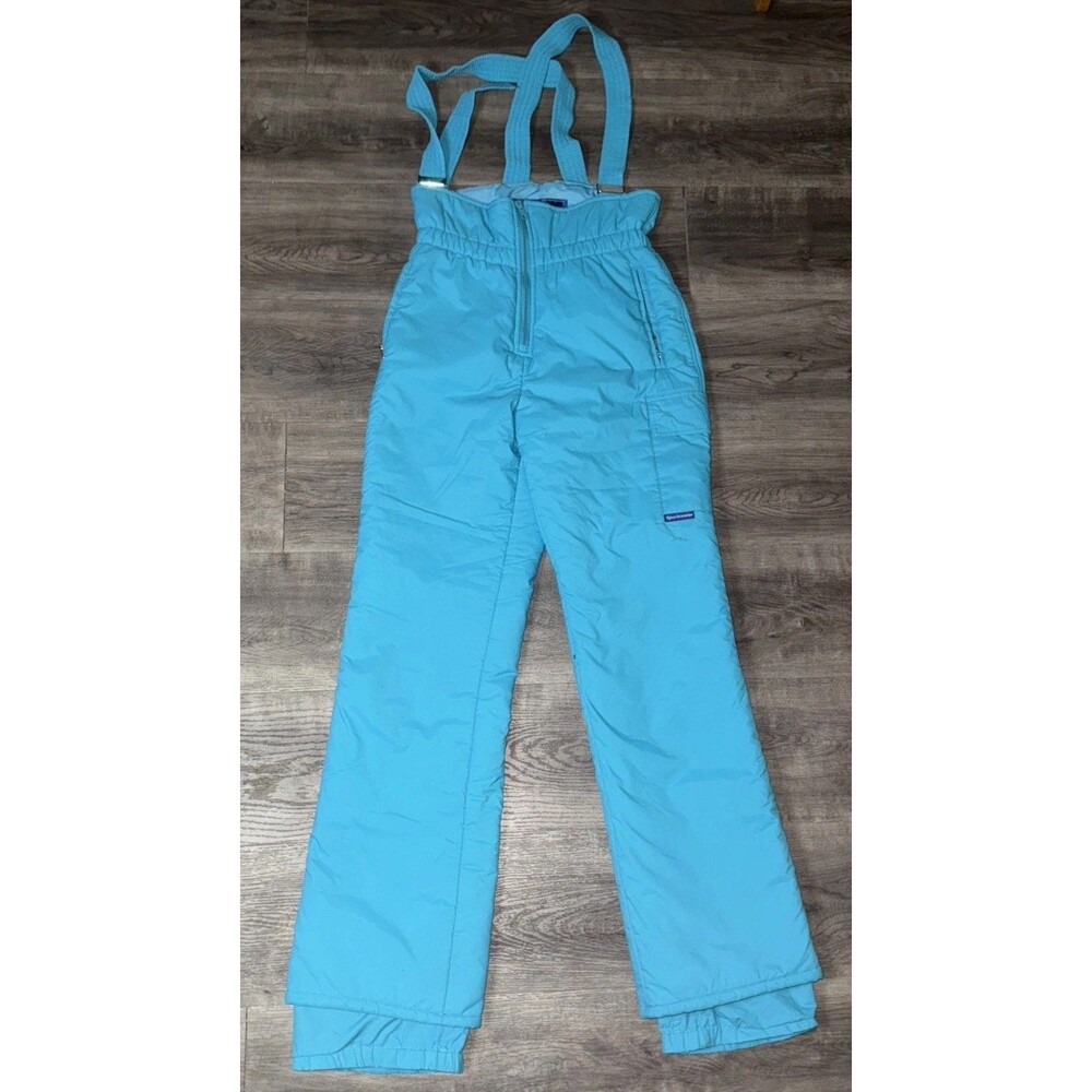 Vintage Sportscaster Snow Pants Womens 8 Turquoise Suspenders 80s Ski Hong Kong